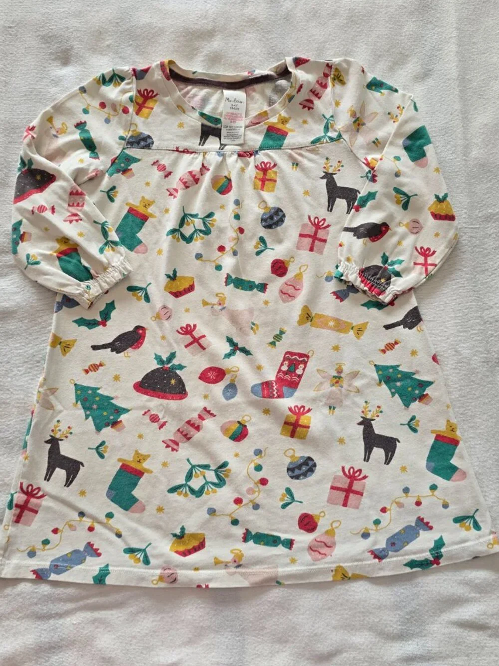 3-4Y Girls Mini Boden Long Sleeve Nightgown Bundle (Holiday and Floral)